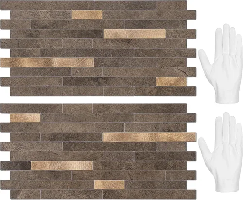 Vista 26 de STICKGOO 2 Hojas de Azulejos Adhesivos Despegables para Salpicadero, Azulejos Adhesivos para Salpicadero de Cocina y Baño, Aspecto de Madera Negro