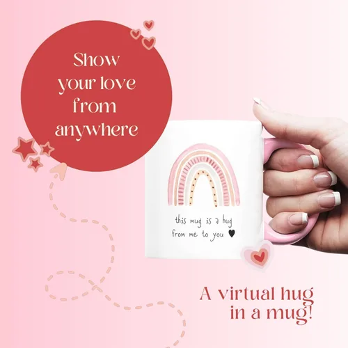 Vista 8 de Unboxme Gifts Hug in a Mug – Taza de café rosa de 12 onzas con cita sincera, un regalo para que tu mejor amiga, hermana o mamá sienta tu amor