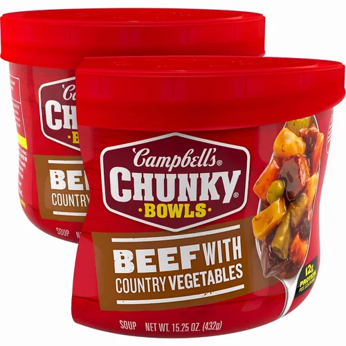 Vista 10 de Campbell’s Chunky Sopa de ternera con verduras del campo, 15.25 oz Tazón microondable
