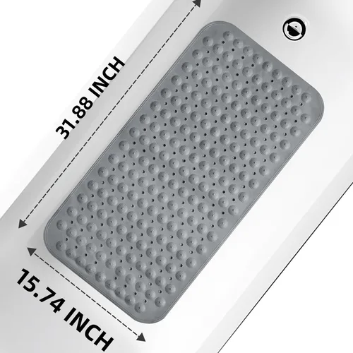 Vista 6 de ZHICHENG Alfombra de baño – Alfombra de ducha antideslizante – Alfombra de baño larga de 31.88 x 15.74 pulgadas para bañera antideslizante – Gris