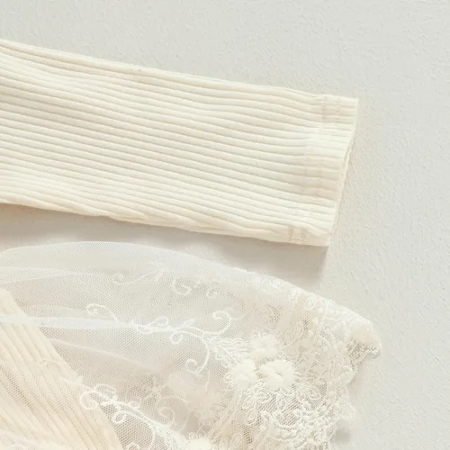 Vista 6 de Mameluco para bebé recién nacido, manga larga, con volantes, vestido floral 3D, ropa de otoño