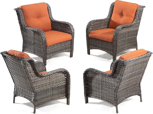 Vista 35 de Juego de 2 sillas de patio giratorias de 360 grados para exteriores y mesa auxiliar a juego – 3 sillas deslizantes de mimbre para patio con cojines
