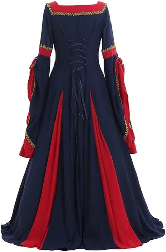 Vista 4 de CosplayDiy Vestido renacentista para mujer, disfraz medieval, vestidos victorianos, falda pirata, vestido de elfo de hadas renacentistas