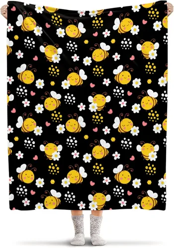 Vista 21 de Manta de franela ligera de abeja, regalos para niñas y mujeres en todas las estaciones, manta para cama, sofá, 30 x 40 pulgadas, para bebé/mascotas
