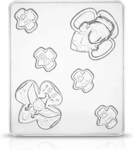 Vista 4 de Girl Scout Pieces Molde de caramelo de chocolate 541-6 cavidades, 3.5" y 2" piezas