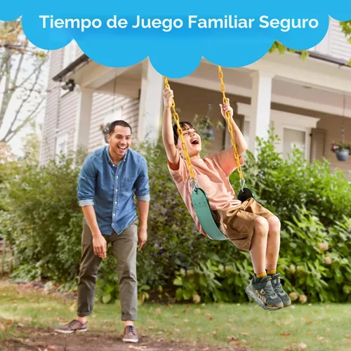 Vista 7 de TURFEE Juego de 3 columpios surtidos, incluye 1 barra de trapecio de anillos de gimnasio y 2 columpios con cadena recubierta de plástico, accesorios