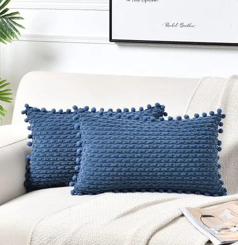Vista 20 de Fancy Homi - Juego de 2 fundas de cojín decorativas crema blanco de 40 x 40 cm con pompones para sofá cama, decoración de hogar moderna, rústica