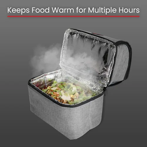 Vista 5 de Lonchera térmica patentada, bolsa aislada con paquetes térmicos para microondas, capacidad de 3 litros para comidas, mantiene la comida caliente