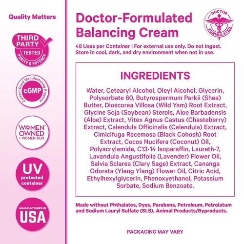 Vista 6 de Pink Stork Crema de ñame silvestre para el equilibrio hormonal con Vitex y Cohosh negro Formulado por médicos PMS, fertilidad, perimenopausia