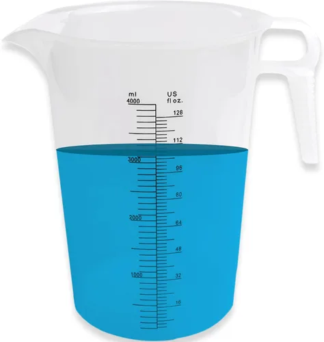Vista 11 de ACCUPOUR 8 onzas (250 mL) jarra medidora, de plástico, multiusos - Excelente para productos químicos, aceite, piscina y césped - Incrementos