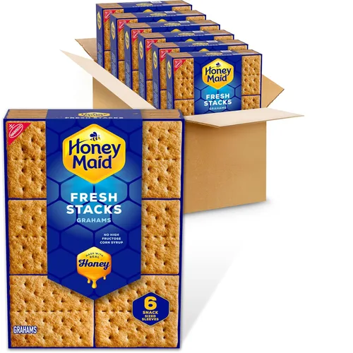 Vista 16 de HONEY MAID Fresh Stacks Galletas Graham de chocolate, 36 paquetes de aperitivos múltiples Bulk Travel Snacks, 8g Whole Grain Per 30g Serving, No