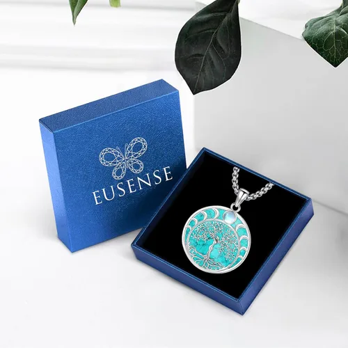 Vista 111 de Joyas de turquesa para mujeres y hombres de plata de ley 925 con colgante de urna para cenizas, collar con medallón de imagen, martillo de Thor