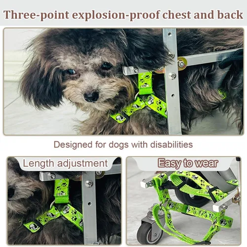 Vista 5 de Dog Wheelchair，for Back Legs Pet Light Weight Dog&Cat&Pets Wheelchair Cart Adjustable Dog Cart，for Injured,Hind Limb Weak Pet，with Leg Brace and Hip