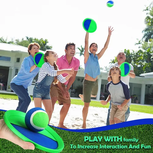 Vista 6 de Charniol Juguetes para niños, juego de lanzar y atrapar, juego de playa, juegos deportivos de pelota al aire libre, juguetes de nailon para niños