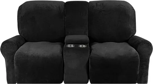 Vista 15 de Aedlcal Fundas para sofá reclinable, 10 piezas, fundas de sofá reclinable de felpa de terciopelo con consola central, con bolsillo lateral