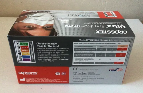 Vista 3 de Crosstex CR-GCFCXSF - Máscara para las orejas, ultra sensible, sin niebla, color blanco (paquete de 40)