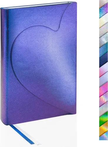 Vista 8 de Rainbow - Diario de tapa dura de poliuretano, con solapa magnética de corazón, holográfico, irregular, de cuero de grano craked de cuero, diario