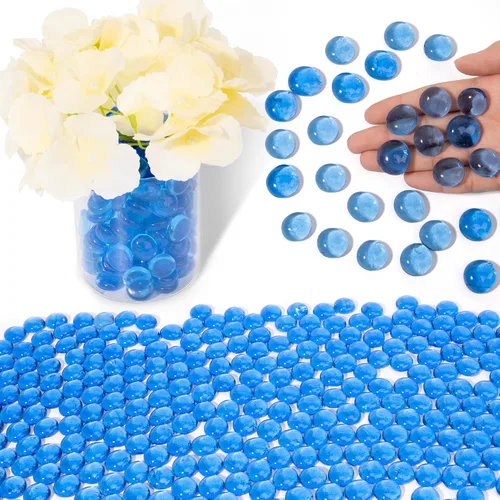 Vista 18 de Cuentas de vidrio para jarrones, cuentas decorativas de 0.97 libras, canicas planas para soporte de flores, manualidades, piedras de Mancala Blanco