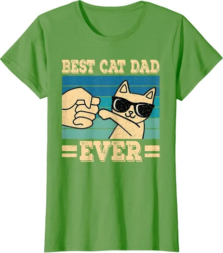 Vista 33 de Best Cat Dad Ever Vintage Funny Cat Lover Retro Men T-Shirt Asphalt Grey