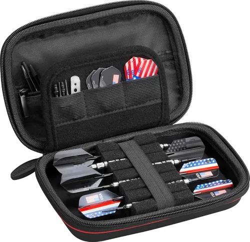 Vista 12 de Casemaster Sentinel - Estuche para dardos con 6 puntas de acero o punta suave, totalmente montado, funda rígida de EVA con espuma, resistente al