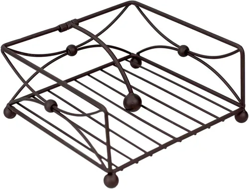 Vista 3 de Home Basics Arbor Collection - Servilletero rústico plano de acero con brazo giratorio pesado, dispensador de almacenamiento para encimera