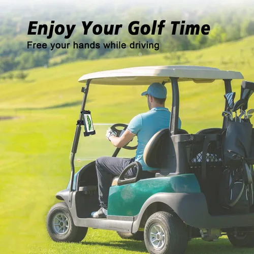 Vista 2 de Soporte para teléfono para carrito de golf, soporte ajustable para teléfono celular para carrito de golf, carrito de empuje, palo de golf, asta