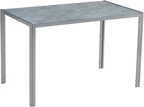 Vista 10 de Mesa de comedor rectangular negra de vidrio de 47.2 pulgadas, mesa de cocina moderna con mesa de vidrio templado y marco de acero de metal