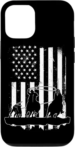 Vista 28 de USA Flag Team Roping Design Rodeo Western Horse Country Case for iPhone 17