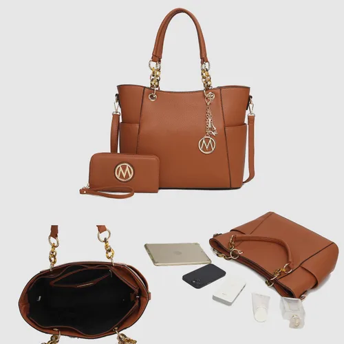 Vista 6 de MKF Collection - Juego de bolsa de mano para mujer, con cartera y asa superior, de piel vegana