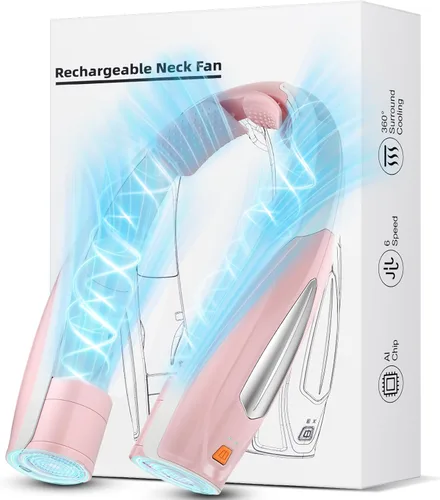 Vista 14 de Hionly Ventilador de cuello AI, ventilador personal portátil ajustable de 6 velocidades, recargable, batería de 6000 mAh de enfriamiento más rápido