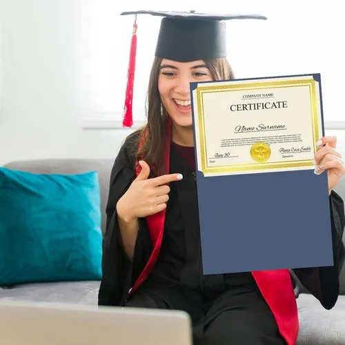 Vista 4 de El kit de certificado de 150 piezas incluye 50 soportes para certificados, cubiertas de diploma, 50 piezas de papel de certificado con borde