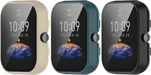 Vista 9 de Funda de reloj compatible con Amazfit Bip 3 Pro/Bip 3 Watch, protector de pantalla completa, carcasa rígida de policarbonato duro, carcasa completa