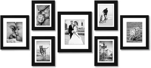 Vista 23 de Americanflat Juego de 10 marcos de fotos con vidrio inastillable, juego de marcos de pared para galería con dos marcos de 8 x 10, cuatro de 5 x 7