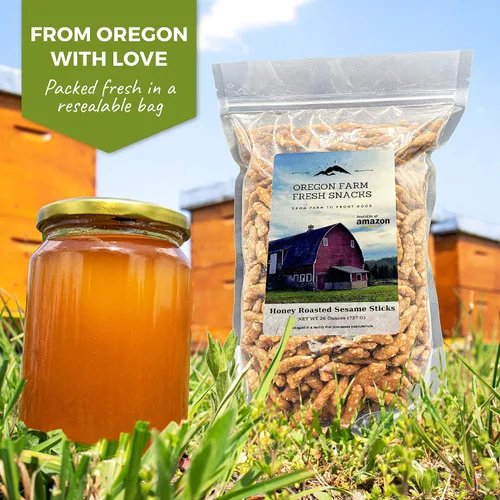 Vista 3 de Oregon Farm Fresh Snacks Palitos de sésamo tostado con miel, 26 onzas