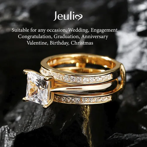Vista 6 de Jeulia Anillo de compromiso con circonita cúbica grabada de 4.37 quilates para mujer, anillo de compromiso de plata de ley solitario de circonita