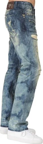 Vista 3 de Level 7 - Vaqueros de mezclilla para hombre, delgados, rectos, hechos a mano, lavado artesanal