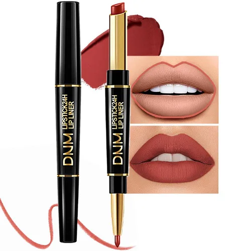 Vista 16 de evpct Juego de 1 lápiz labial y delineador de labios rojo rubí para mujer, kit mate con delineador de labios, manchas de labios duraderas