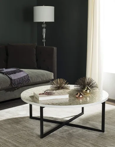 Vista 2 de SAFAVIEH Home Collection Cheyenne - Mesa de centro azul y blanca café/multicolor.