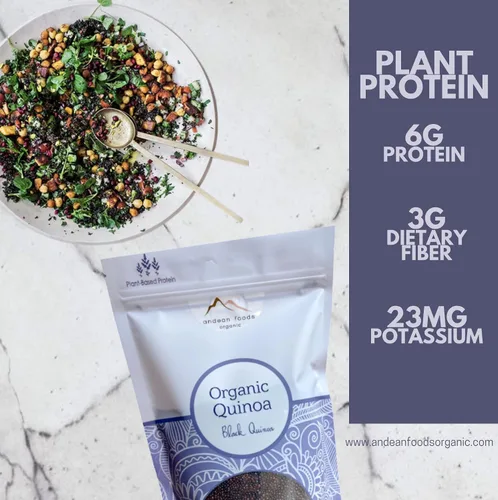 Vista 4 de Andean Foods Organic Quinoa negra de alta calidad, superalimento, sin OMG, sin gluten, vegano, 1 libra, 16 onzas
