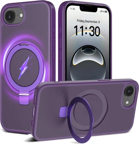 Vista 34 de Funda con soporte ultra magnético para iPhone 15 Pro [protección militar contra caídas] [compatible con MagSafe] a prueba de golpes, translúcida