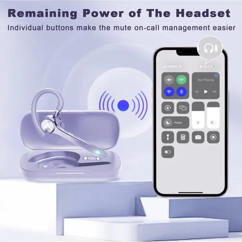 Vista 4 de HEIBAS Auriculares Bluetooth v5.1, auriculares inalámbricos púrpura (Glossy Purple)
