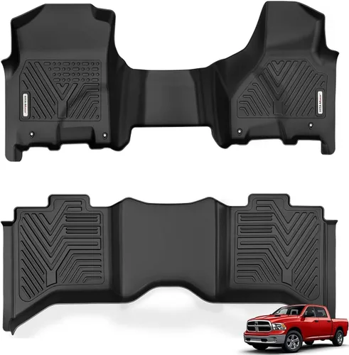 Vista 14 de YITAMOTOR Alfombrillas de Piso Compatibles con Dodge Ram 1500/2500/3500 Crew Cab 2013-2018, Ram 1500 Classic Crew Cab 2019-2024, 1ª y 2ª Fila