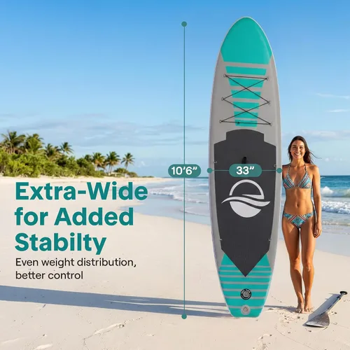 Vista 3 de SereneLife Tabla de remo inflable de 10 pies 6 pulgadas con accesorios de SUP de alta calidad, diseño estable de 32 pulgadas de ancho