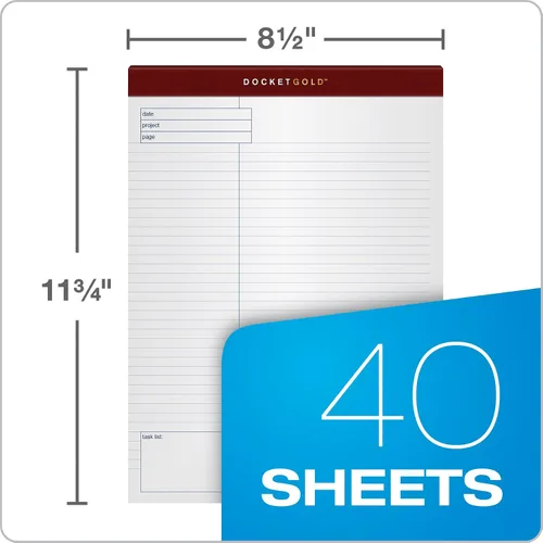 Vista 4 de Tops Docket Gold 77102 bloc de notas para planificar proyectos, 8.5 x 11.75 pulgadas, perforado, color blanco, regla de proyecto, 40 hojas por bloc