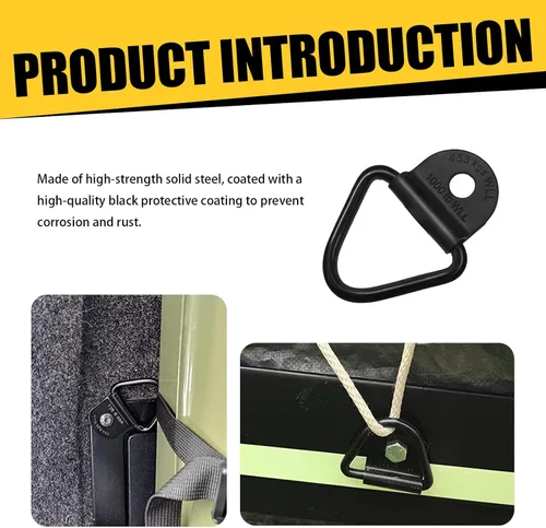 Vista 4 de Pack-4 - Anclaje de amarre con anillo en forma de V para automóvil, accesorios multiusos de 2.3 x 2.2 pulgadas, accesorios de amarre de caja
