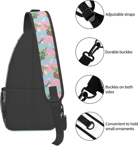Vista 3 de Bolso bandolera para hombres y mujeres, mochila cruzada de dibujos animados de anime con llavero multiusos bolsa cruzada en el pecho