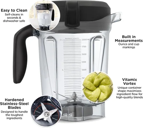 Vista 3 de Vitamix Recipiente, 64 onzas. De perfil bajo, transparente