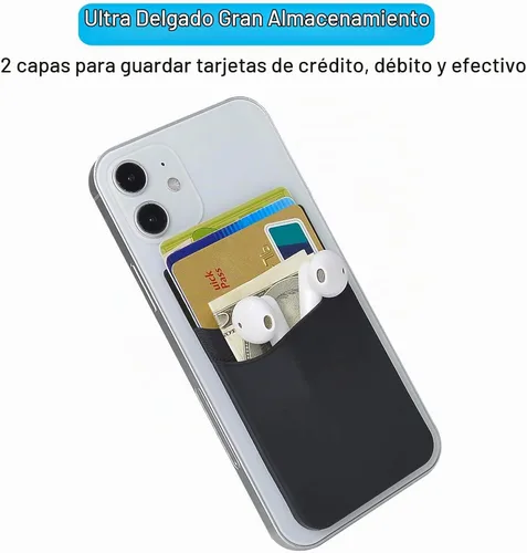 Vista 3 de SS Billetera negra para teléfono, tarjetero adhesivo para iPhone, Samsung Galaxy y cualquier teléfono inteligente, paquete de 3 Negro Negro Negro