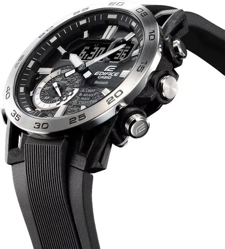 Vista 2 de Casio Reloj de cuarzo analógico-digital para hombre con correa de plástico ECB-40P-1AEF, negro, correa., Negro -, Correa.