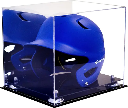 Vista 22 de Better Display Cases Vitrina acrílica para casco de bateo de béisbol con espejo, elevadores rosados, montaje en pared y base de espejo (V22/A012)
